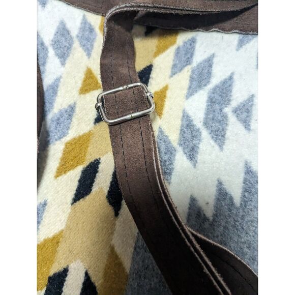 Mercy Grey Handmade Crossbody Bag Southwestern Pendleton Wool Oregon Leather - Picture 3 of 16